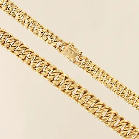 Collier doserad dubbel Pansarlänk längd 46cm bredd 7-10mm 18K Vikt: 29,2 g