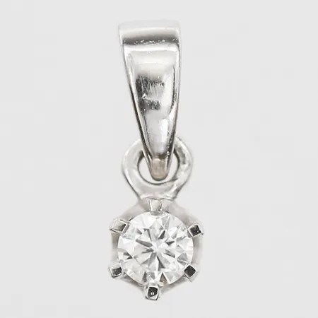 Hänge med diamant 1 x ca 0,25ct, kvalitet ca W/Si, längd inkl ögla 11mm, bredd 4mm, GHA, vitguld, 18K. Vikt: 0,5 g