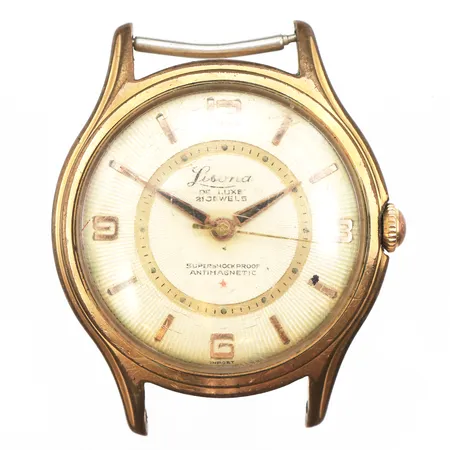 Herrur Lisona 37mm, manuell, doublé, boettnr: 574, saknar band, repigt glas, defekt går ej, servicebehov, inga tillbehör