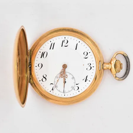 Fickur Ancre Spiral Breguet 15 Rubis Ø 55mm 14K innerboett metall, defekt krona fungerar ej saknar plastglas bruttovikt 96,6g