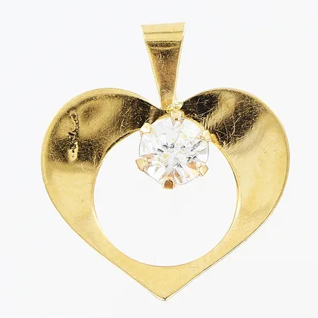 Hänge 17x15mm hjärta med vit sten, 18K Vikt: 0,6 g