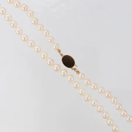 Pärlcollier med odlade saltvattenpärlor Ø7mm längd 46cm grvayr vid lås, lås i 18K Vikt: 0 g