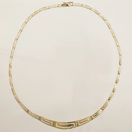 Collier halvstelt längd 42cm bredd 3,1-8,7mm 14K Vikt: 14,7 g