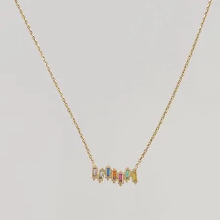 Collier 42-44cm bredd:0,8-5,6mm med färgade stenar 21K 3,6g.
