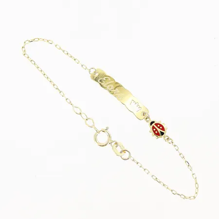 Barnarmband längd 13/14cm bredd 1-4mm, emalj, gravyr: Elora, 18K Vikt: 1,1 g