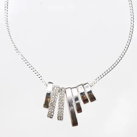 Collier med vita stenar, 60cm, bredd: 2mm, 925/1000 silver Vikt: 14,5 g
