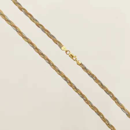Kedja trefärgad flätad 43cm bredd 3mm 18K Vikt: 6,4 g