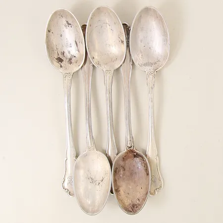 5st teskedar längd 14cm monogram silver 830/1000 Vikt: 117,5 g