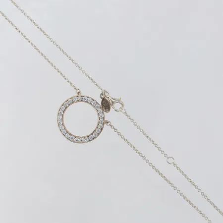Collier med vita stenar Pandora längd 38-45cm bredd 0,9-21mm Silver 925/1000. Vikt: 5,8 g