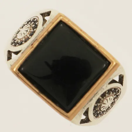 Klackring med svart sten stl:20 bredd14,5mm silver 925/1000 Vikt: 9,3 g