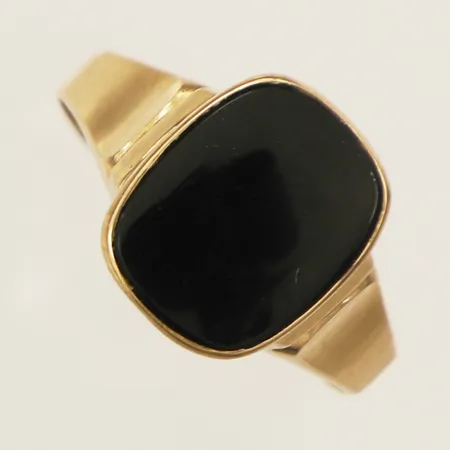 Klackring med svart sten stl:19 bredd 13,0mm år 1959 18K Vikt: 2,8 g
