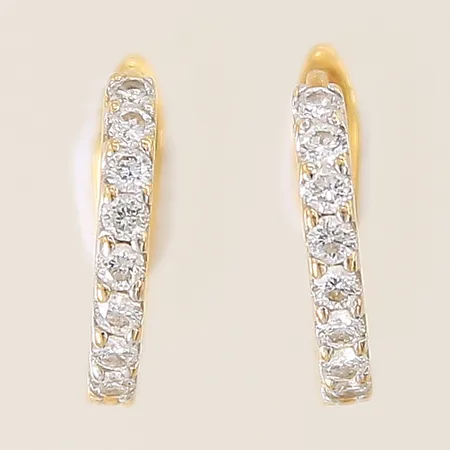 Örhängen med diamanter 16x ca 0,02ct 13x2mm ostämplad 18K Vikt: 2 g