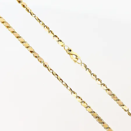 Kedja längd 68cm bredd 3mm avbrutna länkdelar, 14K Vikt: 12 g