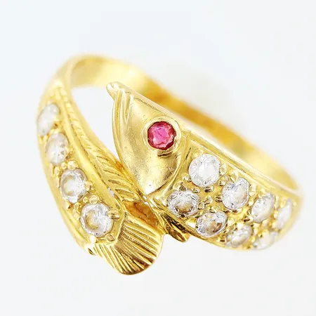 Ring stl:18½ bredd 1-12mm, stenar med slitage, skev skena, 21K Vikt: 3,8 g