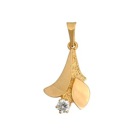 Hänge i 18K guld med Cubic Zirconia Ø 3 mm, längd inkl. ögla 22 mm, bredd 11 mm, fint skick, sten utan anmärkning Vikt: 0,8 g
