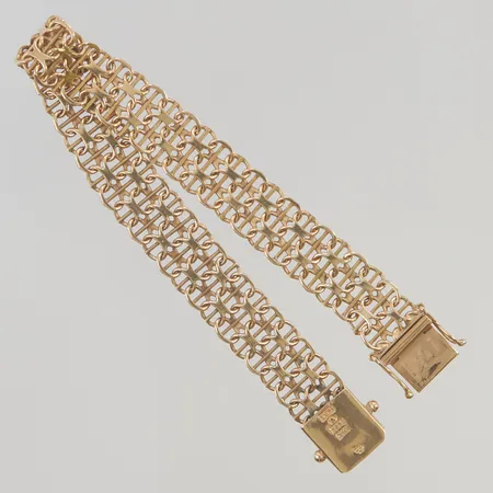 Armband 17,5cm bredd:10,5mm X-länk med stav 18K 14,8g.