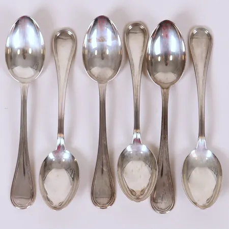 Sex Mockaskedar längd 10cm, 800/1000 Silver. Vikt: 50,4 g