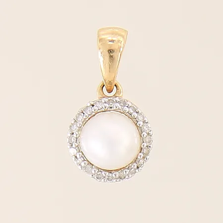 Hänge med odlad pärla samt diamanter 20xca 0,005ct Ø7mm GHA 18K Vikt: 0,9 g