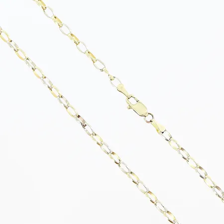 Collier längd 45cm bredd 3mm gul/vitguld 14K Vikt: 3 g