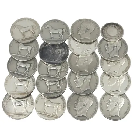 Medaljer, "För hästafvelns främjande", 20 stycken, silver 830/1000, bruttovikt 744g Vikt: 744 g