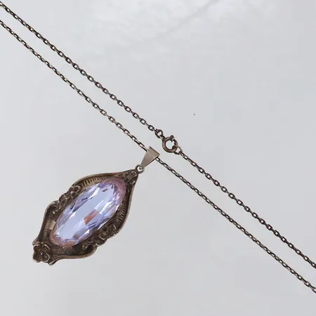 Collier med sten defekt Silver 830/1000. Vikt: 21 g