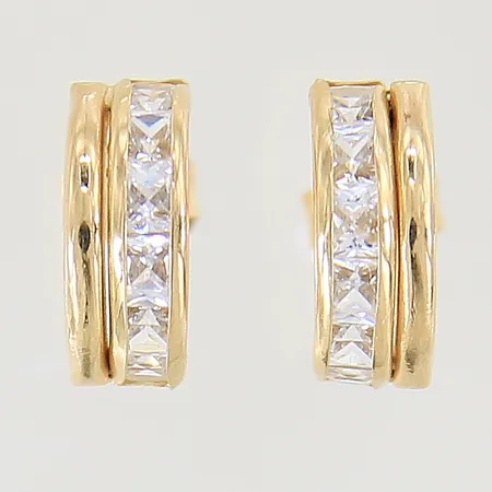 Örhängen med vita stenar 10x4,4mm GHA 18K Vikt: 1,2 g