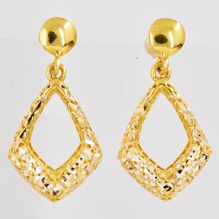 Örhängen längd 27mm bredd 13,6mm 18K medföljande gummistoppar Vikt: 1,7 g