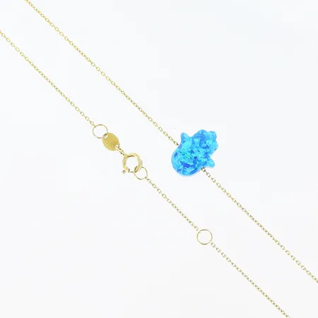 Collier Ankar längd 38,5/40,5cm bredd 0,5mm hänge i opal-imitation 15x10mm 18K Vikt: 1,3 g