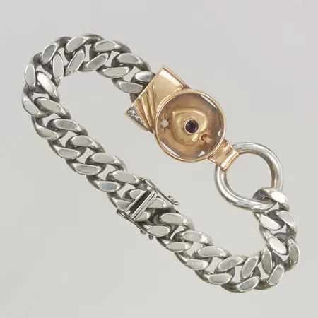 Armband 22cm bredd:10,6-22,5mm guld/silver ca 15g. 18K Silver 830/1000 bruttovikt 85,2g.