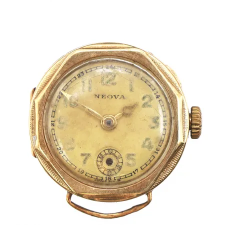 Damur Neova 14K, 21mm, manuell, boettnr: 1635, defekt saknar band, saknar sekundvisare, inga tillbehör, bruttovikt: 8,4g.