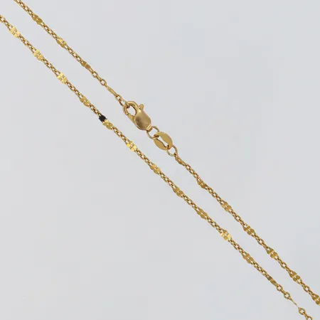 Kedja längd 50cm bredd ca 1,2-2mm, hår tråd trasslig 22K Vikt: 2,6 g