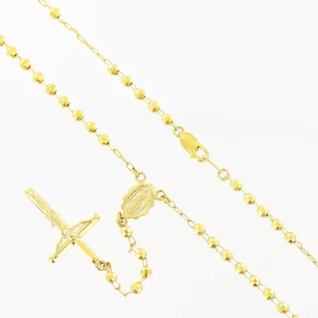 Collier med krucifix längd 45cm, bredd 3mm, del som hänger ner 80mm, 21K Vikt: 10,8 g