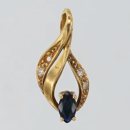 Hänge med safir samt 8/8-slipade diamanter 3 x ca 0,01ct 19,5x9,5mm ink ögla en diamant saknas 18K. Vikt: 1,6 g