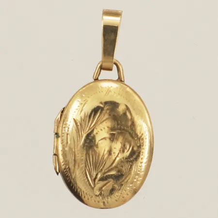 Hänge medaljong längd 2,0cm bredd 11,5mm bucklig defekt 9K Vikt: 1,3 g