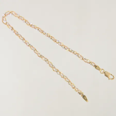 Armband tvåfärgad längd 19,5cm bredd 2,3mm GHA något ojämn länk 18K Vikt: 3,4 g