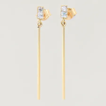 Örhängen med vita stenar 35x2,4mm 18K Vikt: 0,9 g