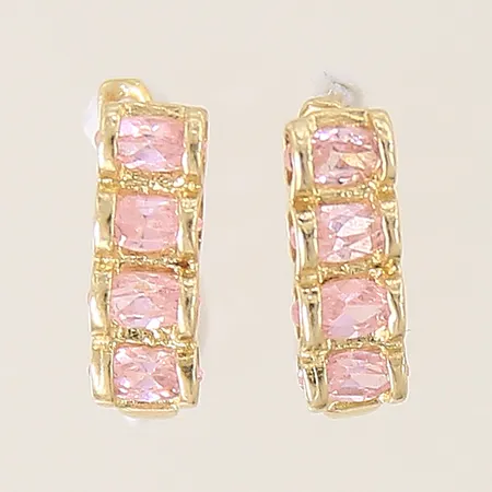 Örhängen med rosa stenar 10x3,6mm, skeva stift 14K Vikt: 1,3 g