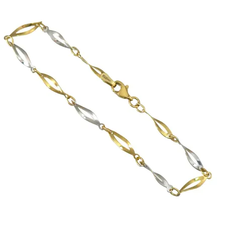 Armband i 18K guld, tvåfärgad modell, Guldfynd (GHA), längd 19,0 cm, bredd 3,7 mm, fint skick Vikt: 2,8 g