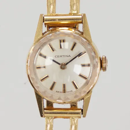 Damur Certina 18K Ø18,5mm, manuell, Cal. 13-22, boettnummer: 0810 397 250389, längd 16,5cm, länk i 18K, inga tillbehör, Bruttovikt: 25,0g