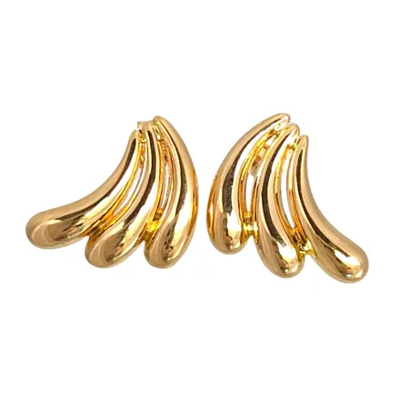 Örhängen i 18K guld, längd 12,5 mm, bredd 12,5 mm, olika ploppar, fint skick Vikt: 1 g