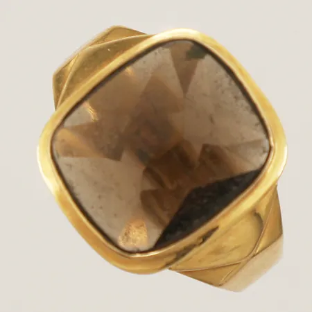 Klackring med brun sten stl:19¼ bredd 16,0mm Brofod Aktiebolaget år 1964 Falköping 18K Vikt: 4,3 g