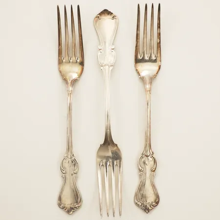 Tre matgafflar modell: Olga längd 17cm GAB år 1975-1977 silver 830/1000 Vikt: 113,2 g