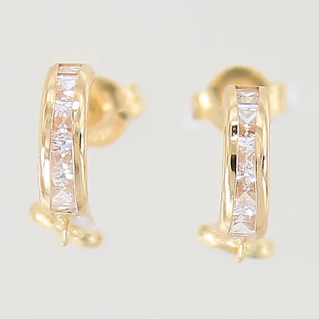 Örhängen med vita stenar 14x4,3mm 18K Vikt: 1 g