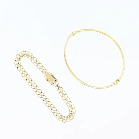 2 armband med lagningar, slitage och bucklor, 18K Vikt: 10,5 g