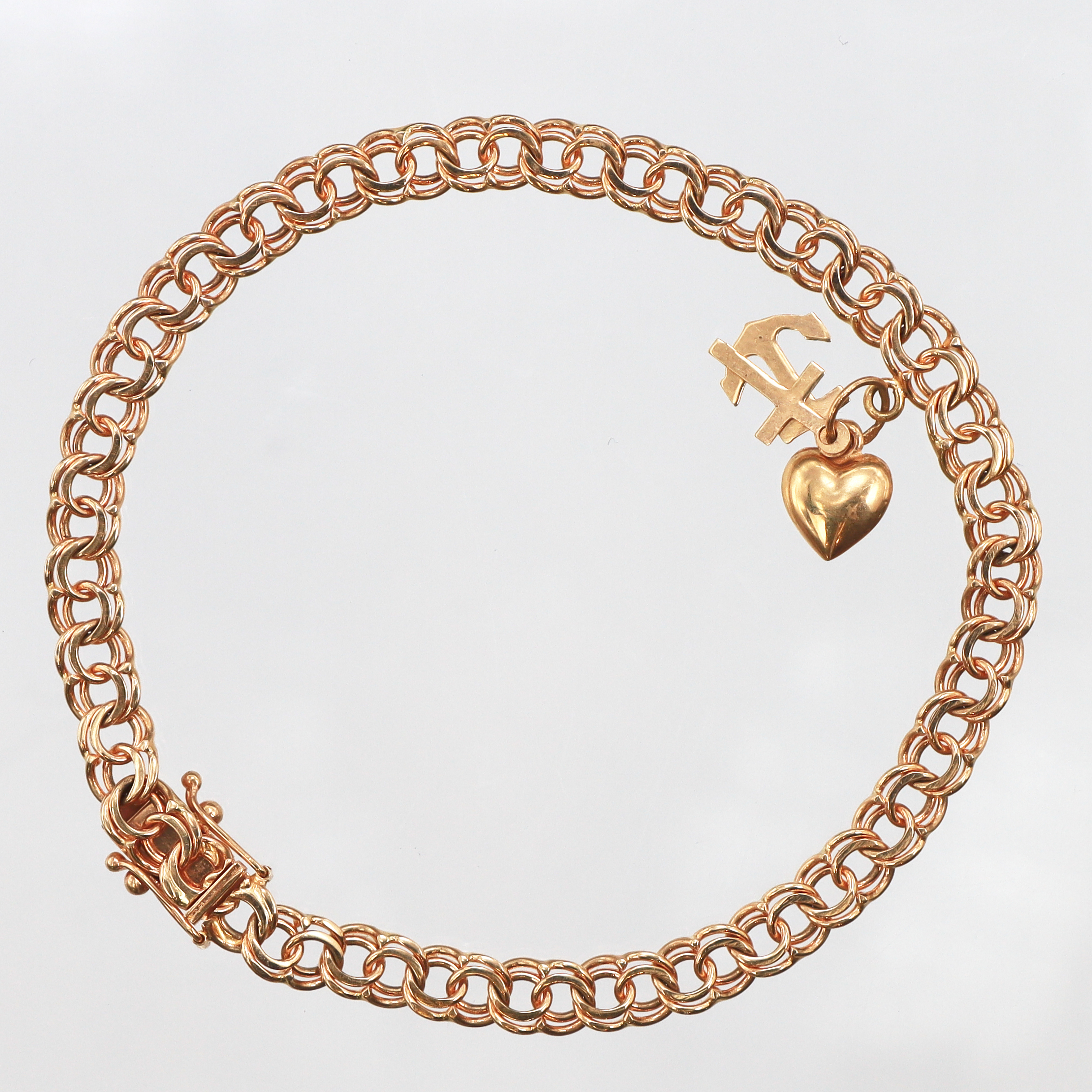 Armband Bismarck med en berlock, 19cm, bredd: 5,2mm, 18K Vikt: 10 g