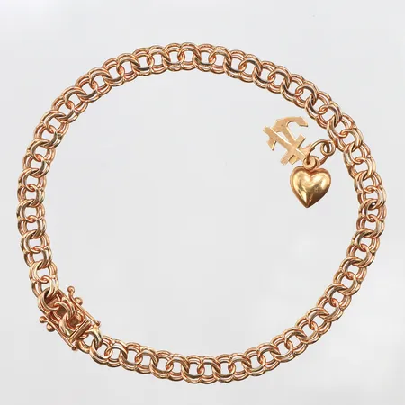 Armband Bismarck med en berlock, 19cm, bredd: 5,2mm, 18K Vikt: 10 g