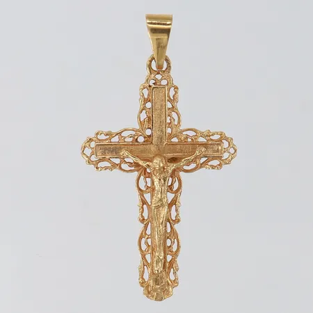 Hänge krucifix längd inkl ögla ca 42mm bredd ca 6-23mm, 18K Vikt: 3,3 g