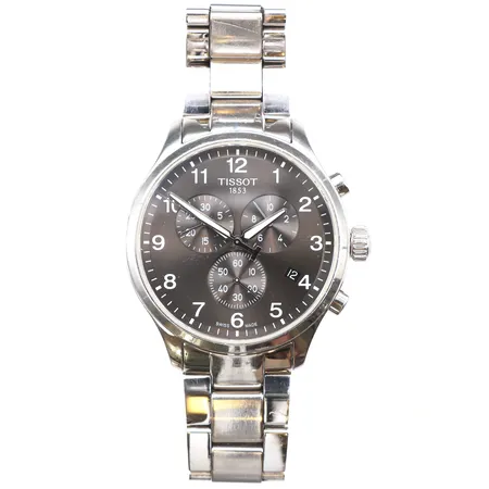 Herrur Tissot Chrono XL Classic, stål, quartz, ca 45mm, ref: T116617 A, snr: W0Q CNY TJD, datum, kronograf, stållänk, extra länkbit, batteribyte krävs, certifikat daterat 03-10-2020, box.