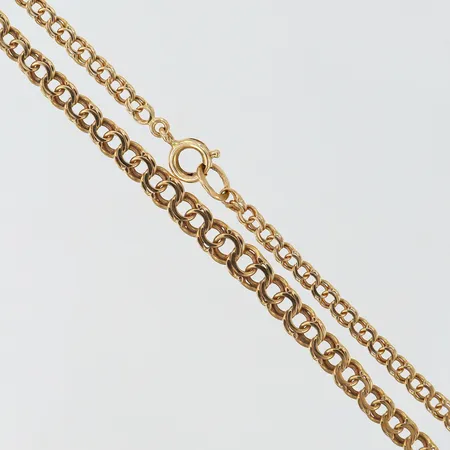 Kedja Bismarck doserad längd 47cm bredd 3-5mm bruksslitage 18K. Vikt: 9,1 g
