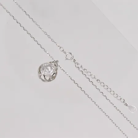 Kedja längd 40-45cm hänge vit sten 12x16mm silver 925/1000 Vikt: 3,5 g